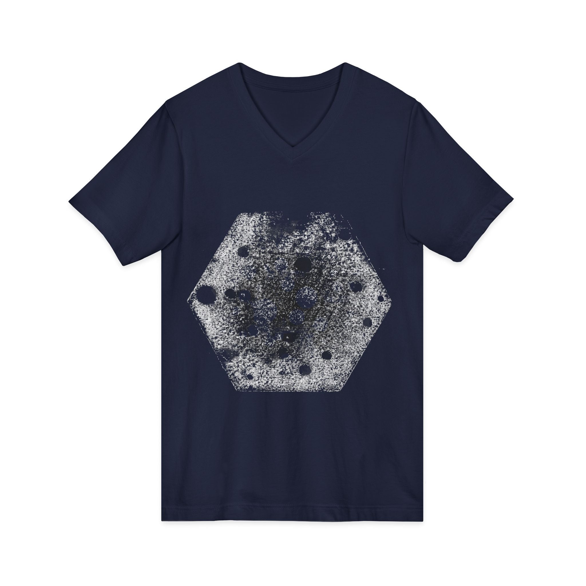 Hex Moon Graphic Tee Design Hex28 — Distressed Space Cheese Vintage Astronomy V-Neck T-Shirt