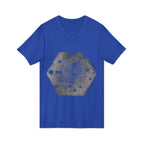 Hex Moon Graphic Tee Design Hex05 — Distressed Space Cheese Vintage Astronomy V-Neck T-Shirt
