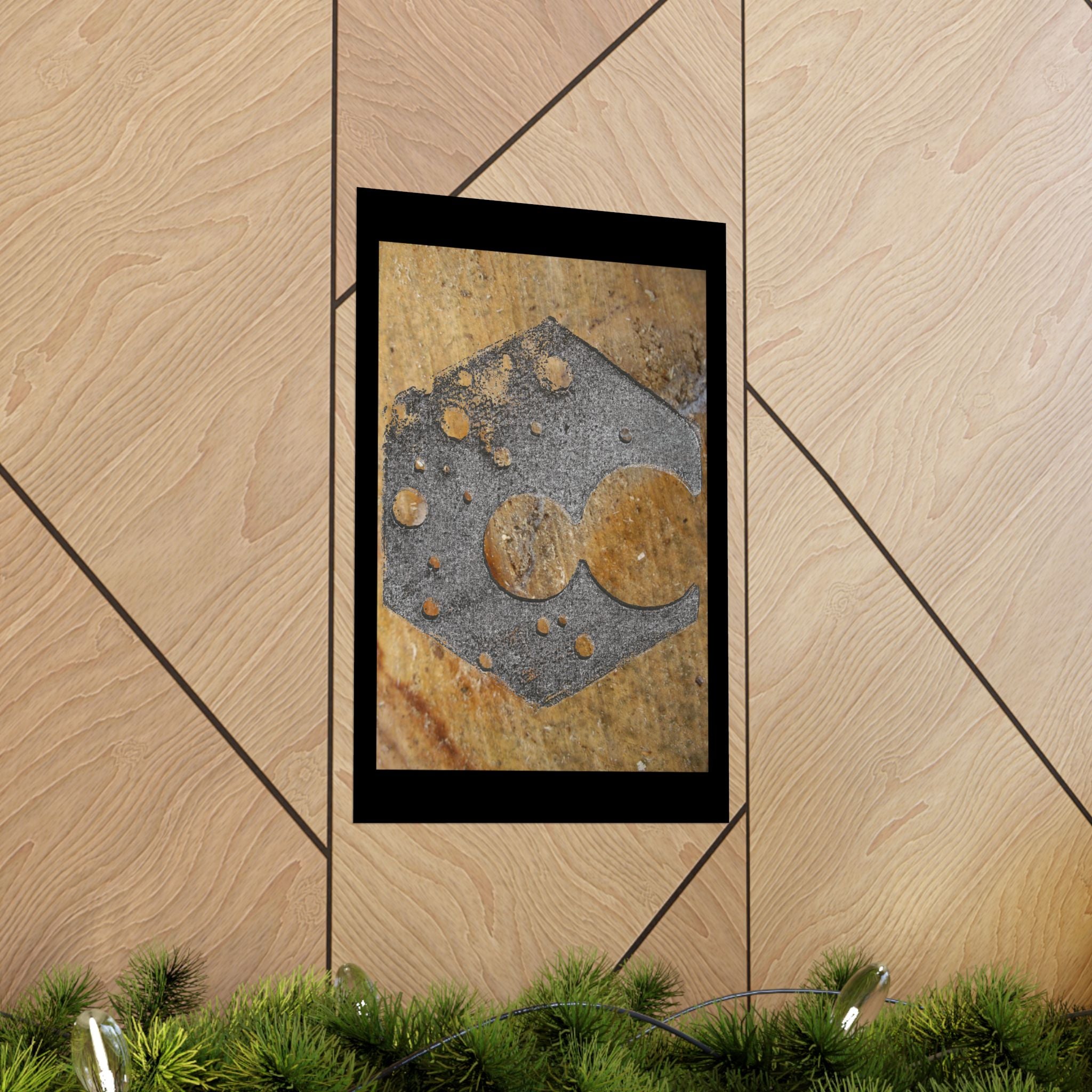 Rusty Hexagon Stencil Poster Matte Vertical Poster | Industrial Abstract Wall Art