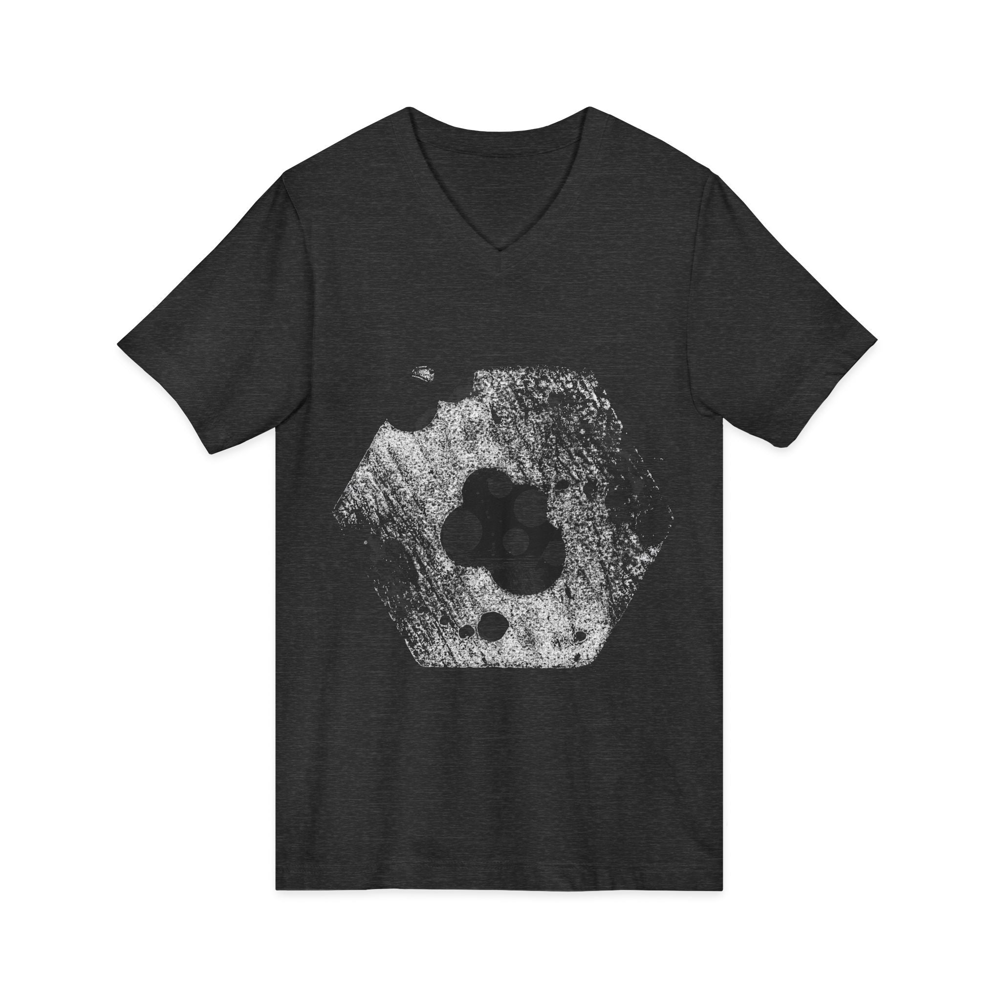 Hex Moon Graphic Tee Design Hex29 — Distressed Space Cheese Vintage Astronomy V-Neck T-Shirt