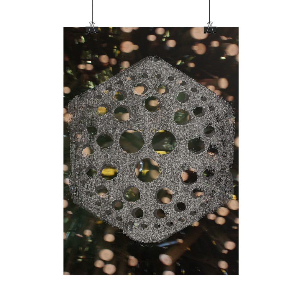 Hexagonal Orb Abstract Vertical Poster | Geometric Space Art