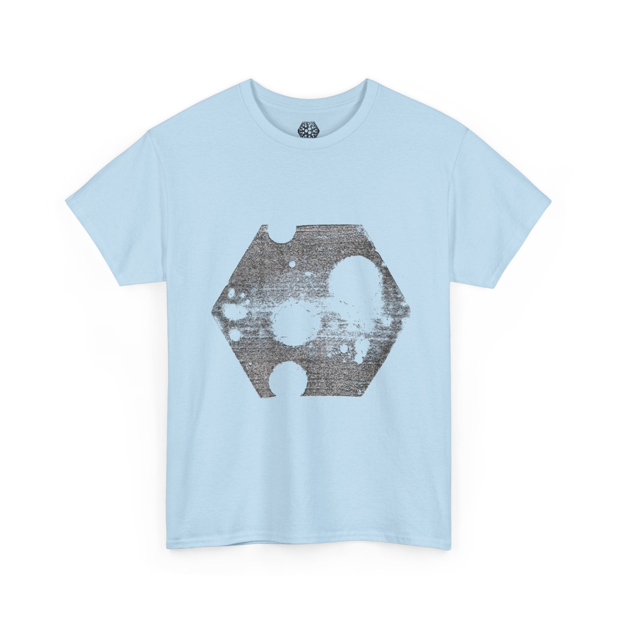 Hexagon Circles Graphic Tee — Digital Manual Print Art