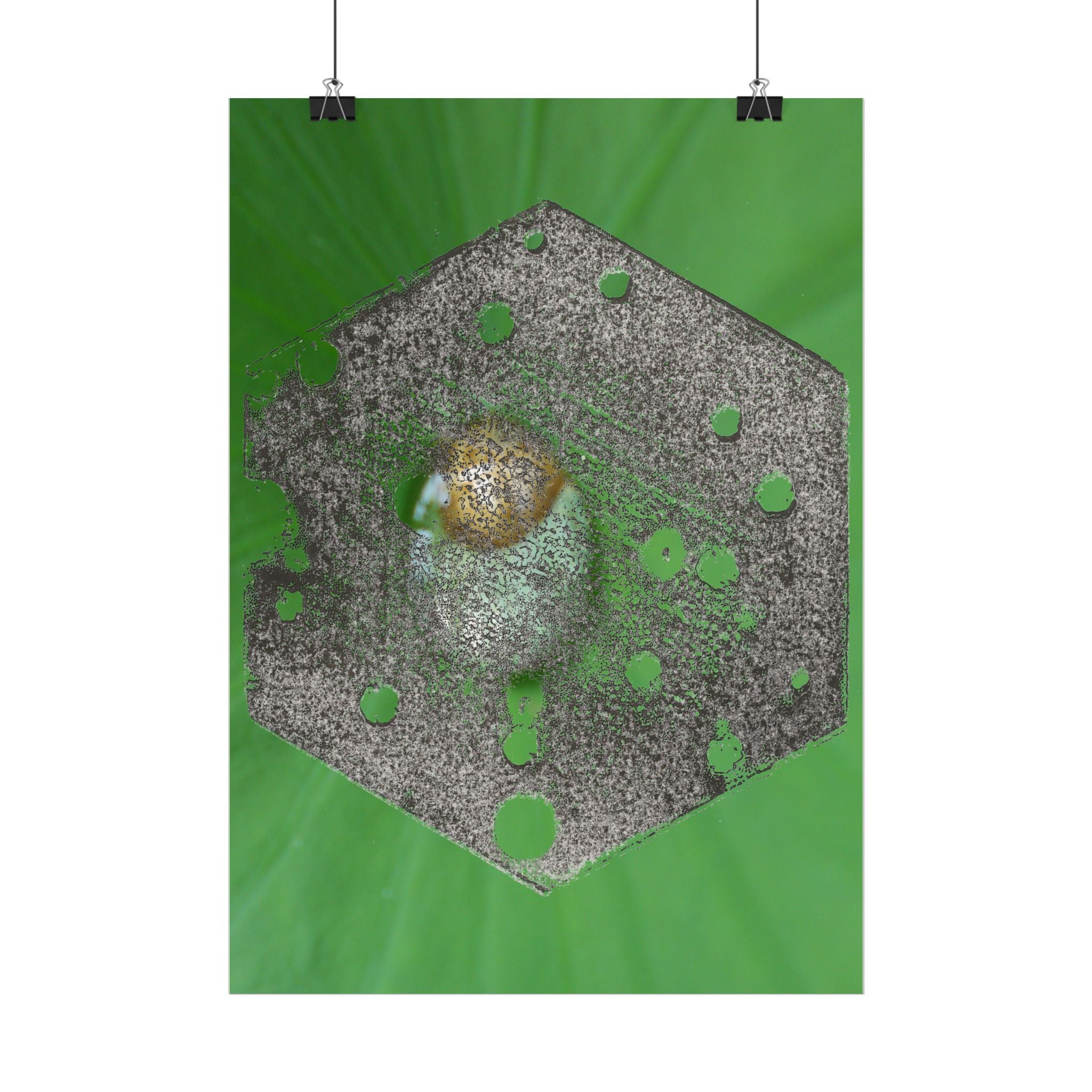 Hexagon Moss Orb Poster | Vertical Botanical Wall Art