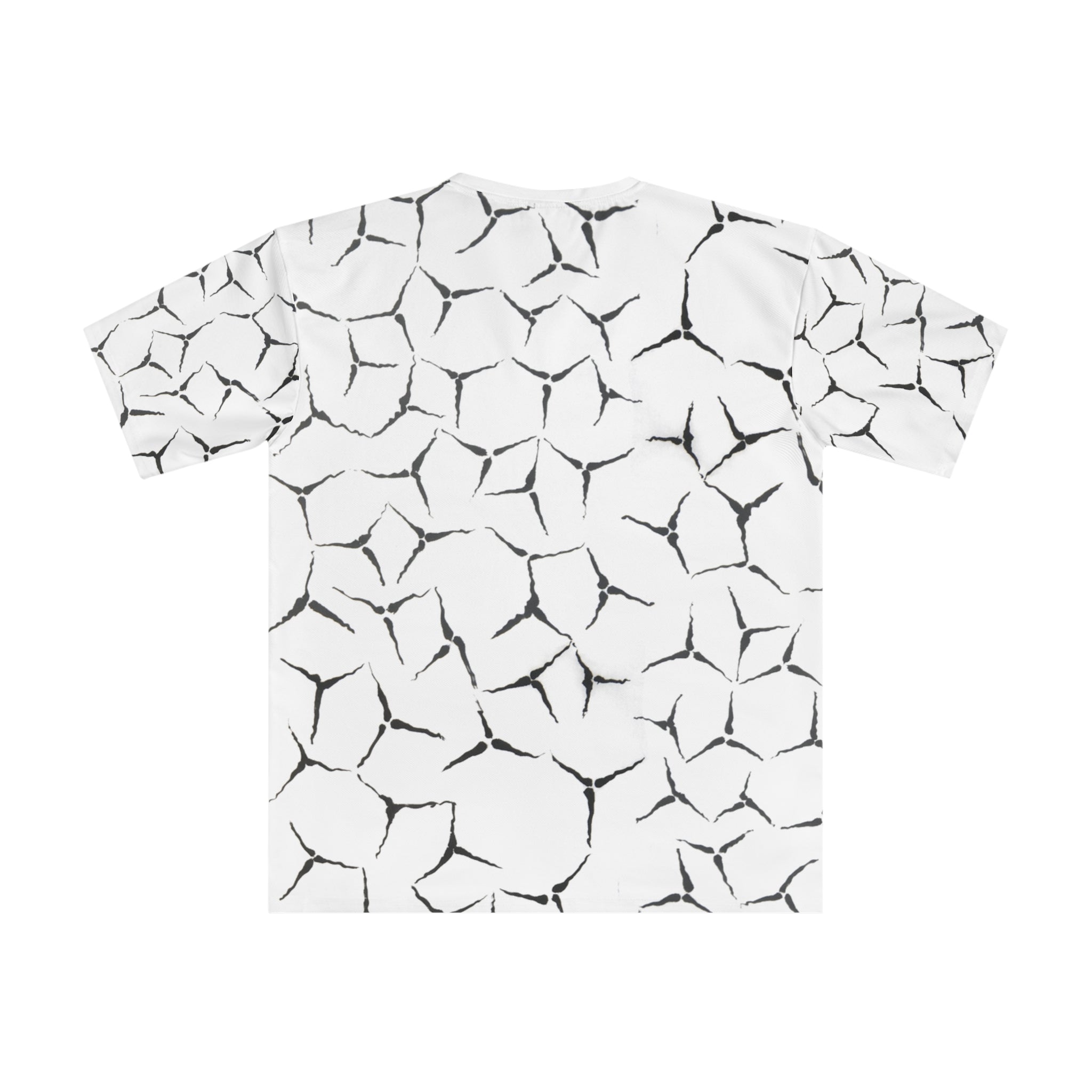 Cracked Marble Pattern T‑Shirt — All-Over Print Abstract White Tee