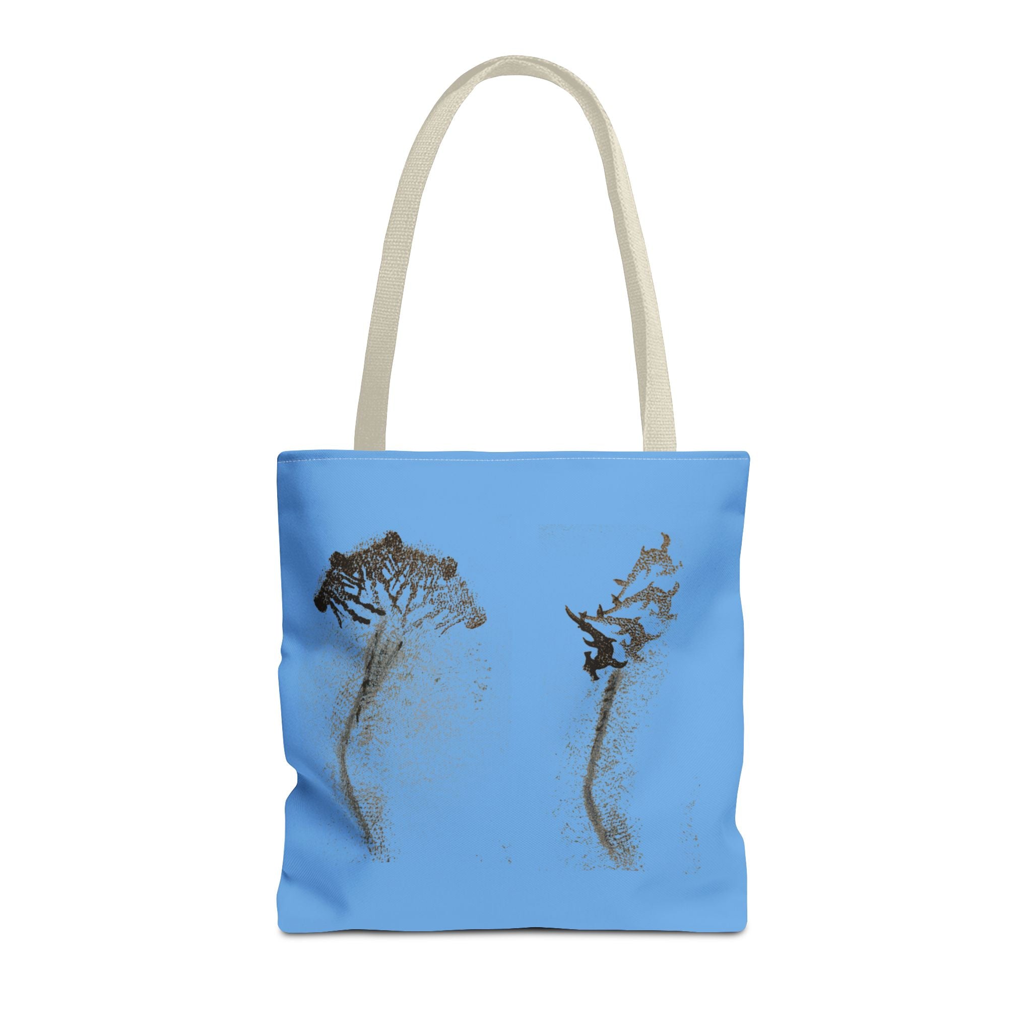 Blue Sea Life Tote Bag — Sand Art Seahorse & Coral All-Over Print