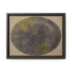 Abstracte bol, matte canvas, ingelijst kunstwerk — Blauw & goudkleurige textuur muurprint - nr. 39 