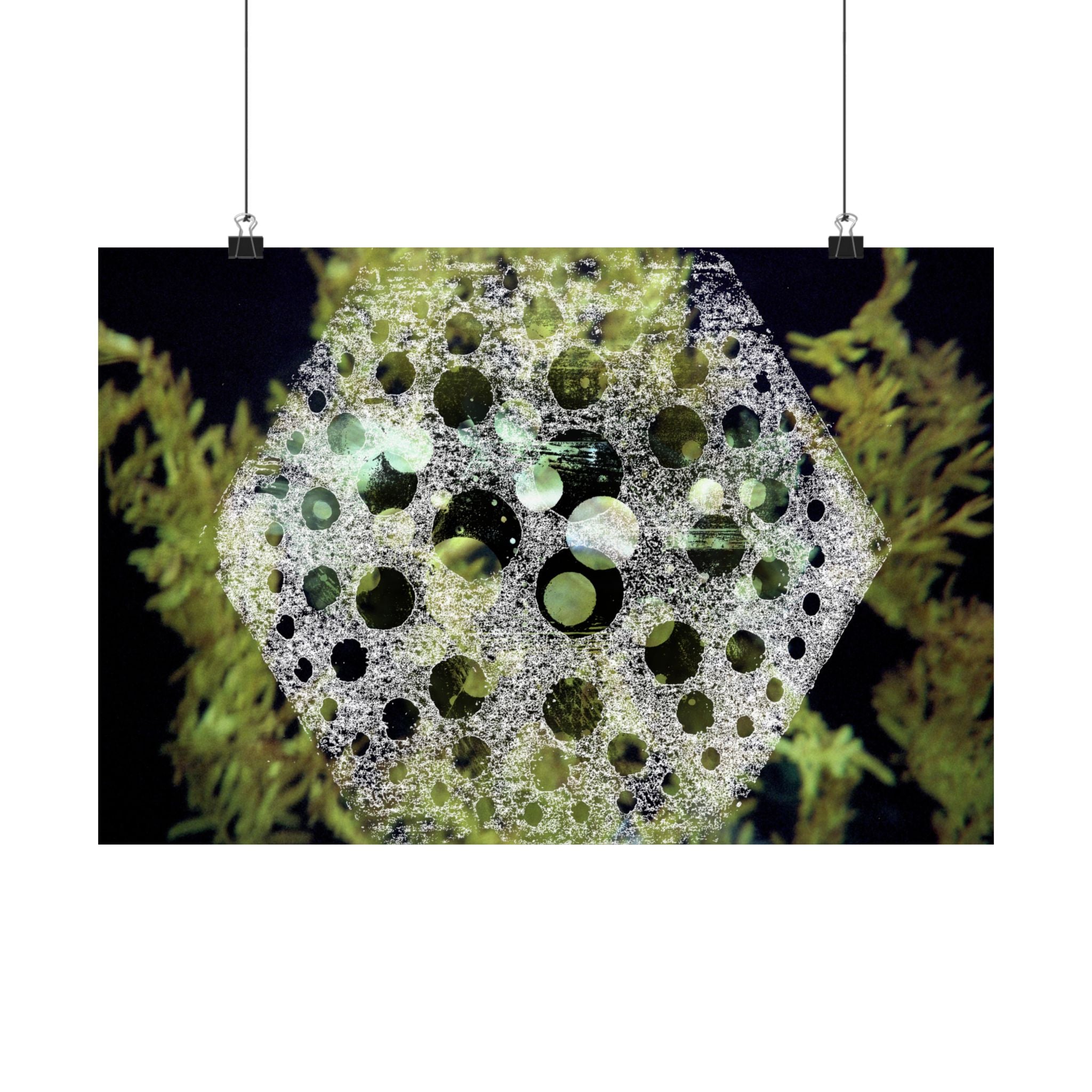 Abstract Green Bubble Art Poster — Matte Horizontal Wall Print