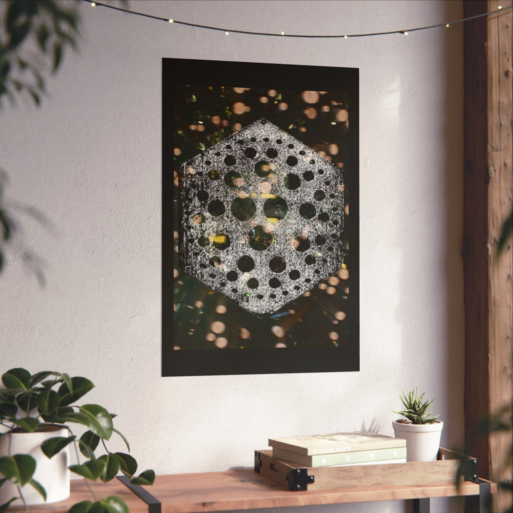 Geometric Hexagon Bubble Art Matte Poster — Abstract Floral Light Vibes