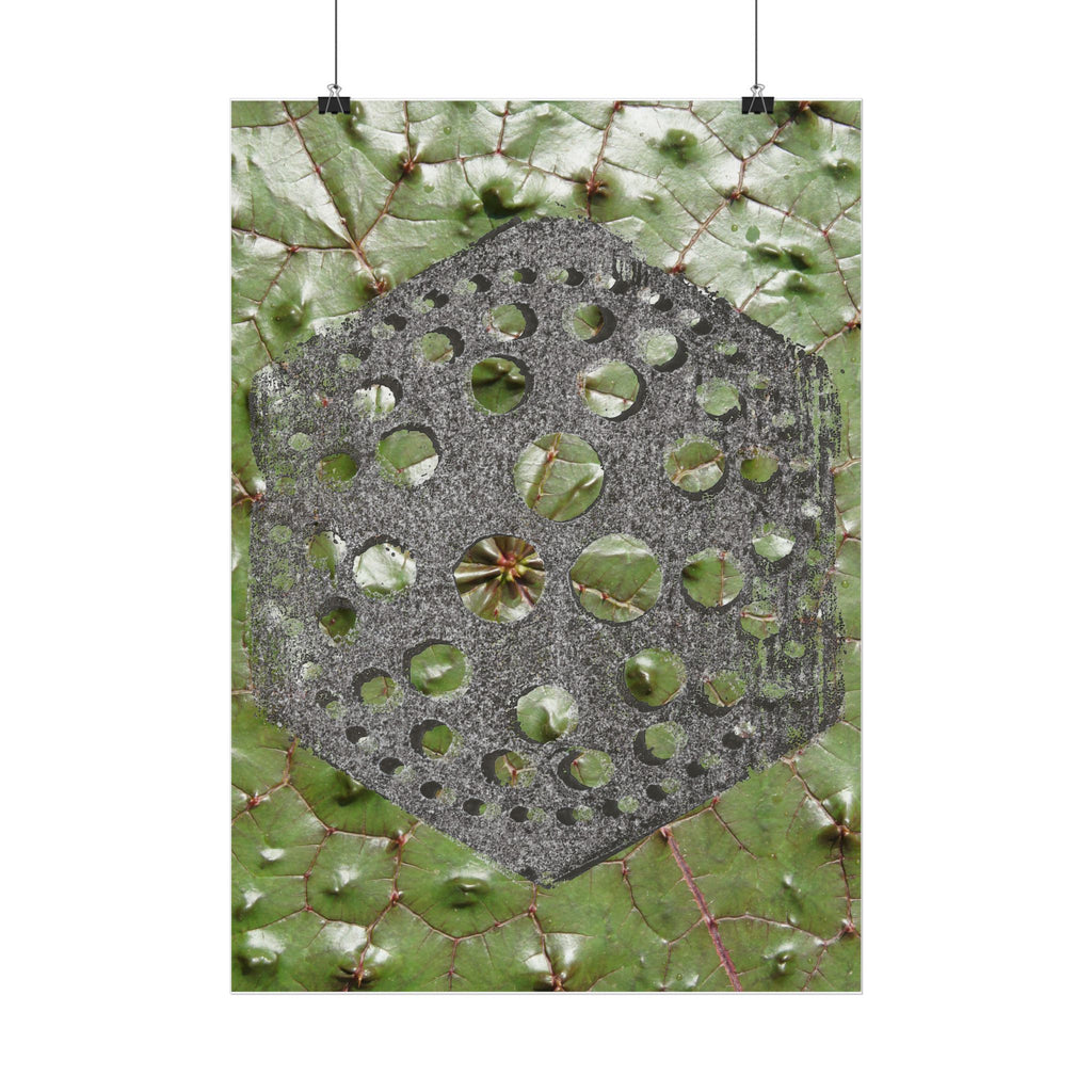 Geometric Hexagon Pattern Poster | Botanical Leaf Texture