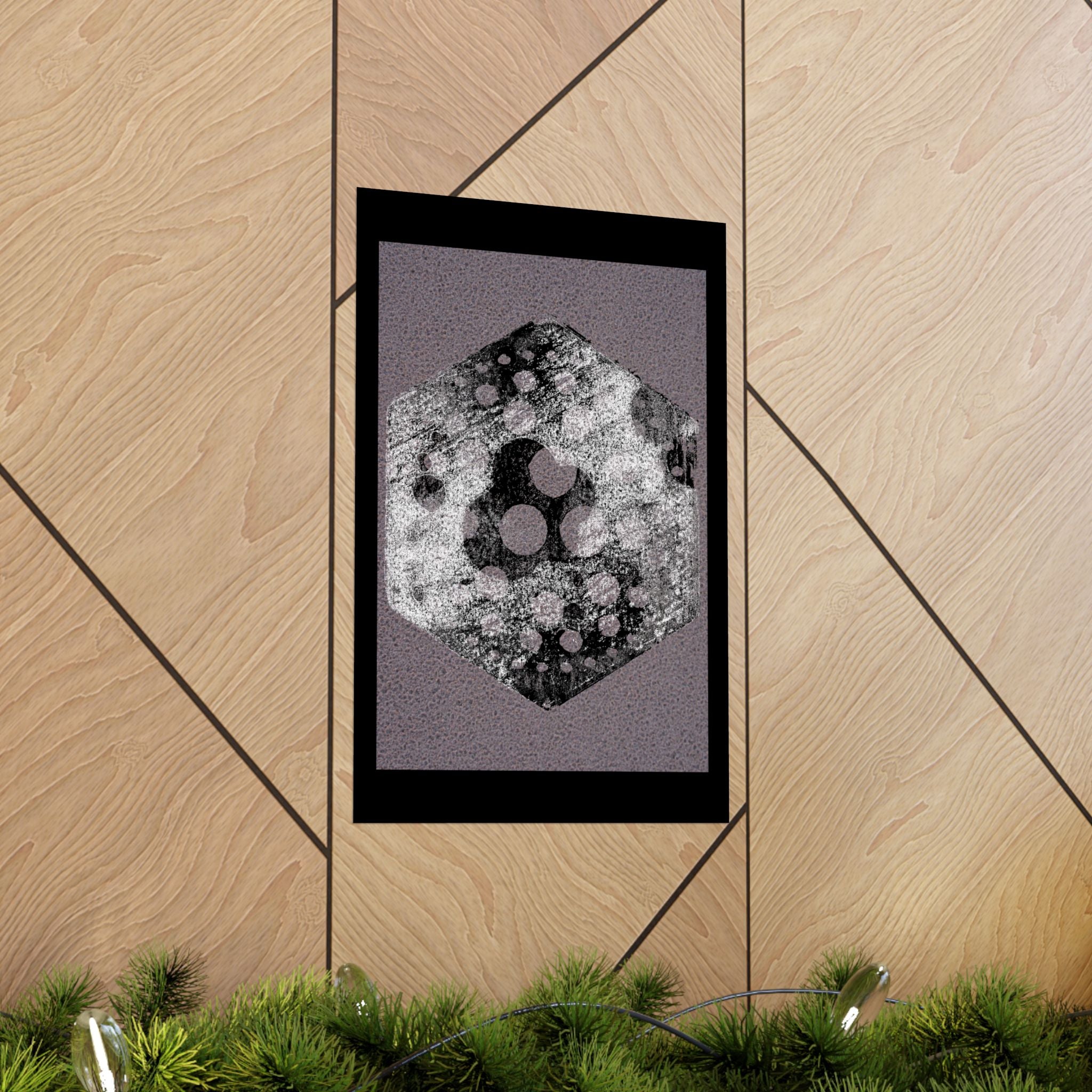 Abstract Hexagon Art Poster — Textured Grunge Matte Vertical Print