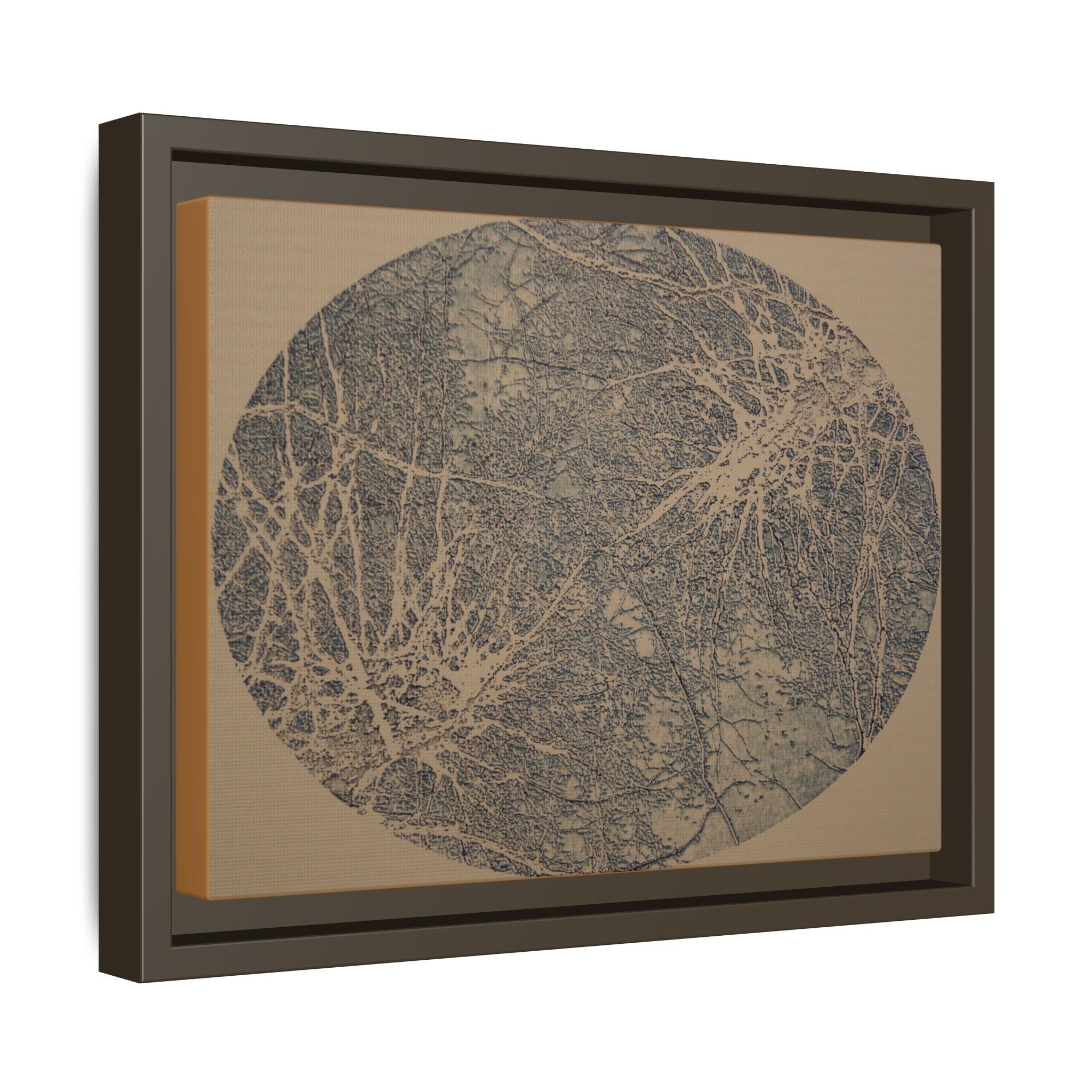 Framed Matte Canvas Art, no 10 — Twin Tree Wood-Carving Reproduction (Collegiate Navy & Gentle Brown)