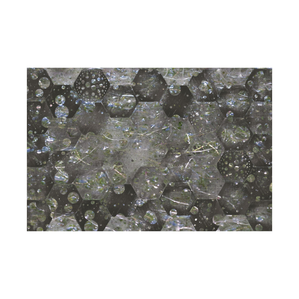 Abstracte zeshoekige poster met bubbelstructuur en matte afwerking — Geometrische wanddecoratie 