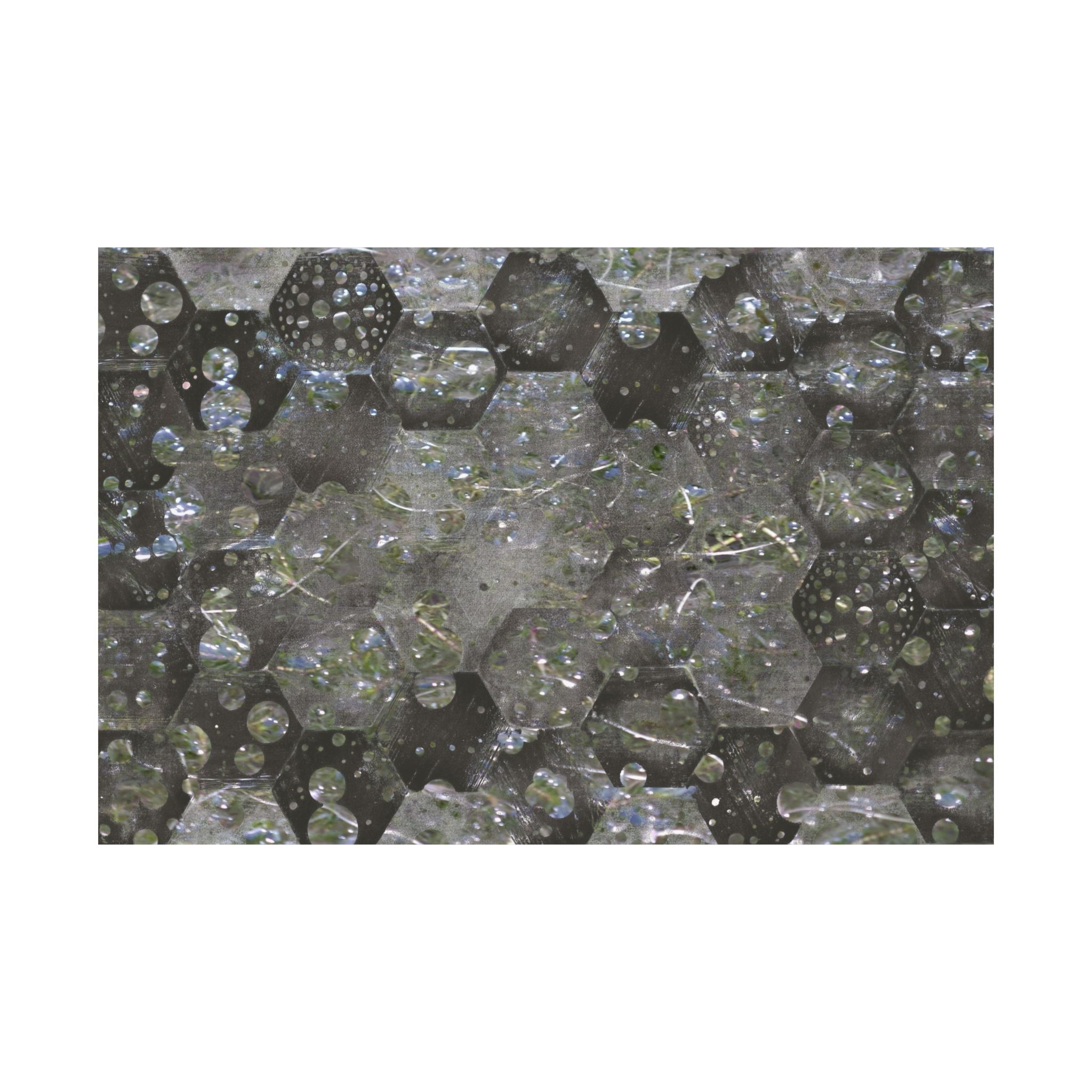 Abstracte zeshoekige poster met bubbelstructuur en matte afwerking — Geometrische wanddecoratie 