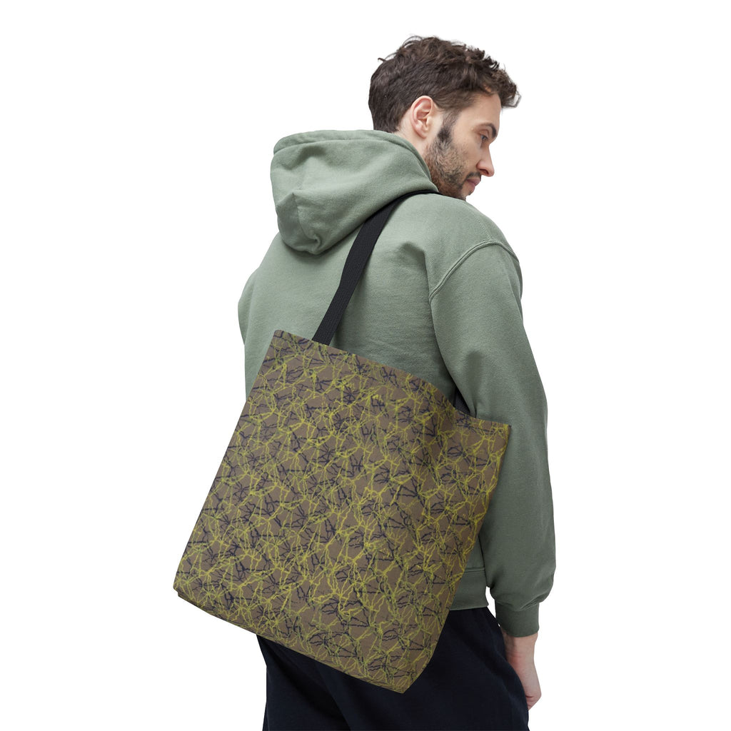 Abstract Olive Mosaic Tote Bag — All-Over-Print Reusable Shopper