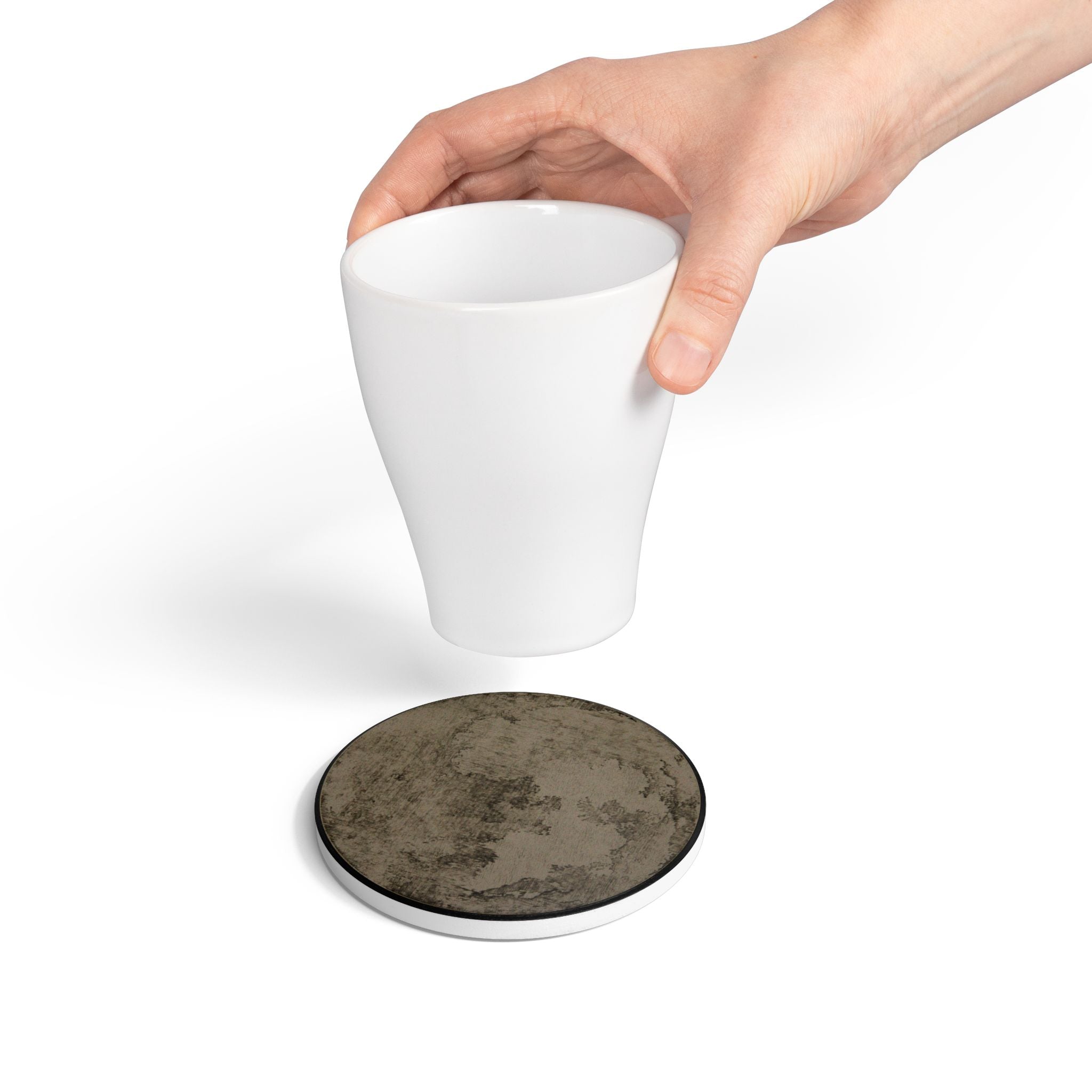 Abstract Rustic Ceramic Coaster — Earth Tone Vintage Texture Drink Protector