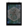 Abstract Hexagon Moon Matte Poster — Moody Blue-Green Wall Art