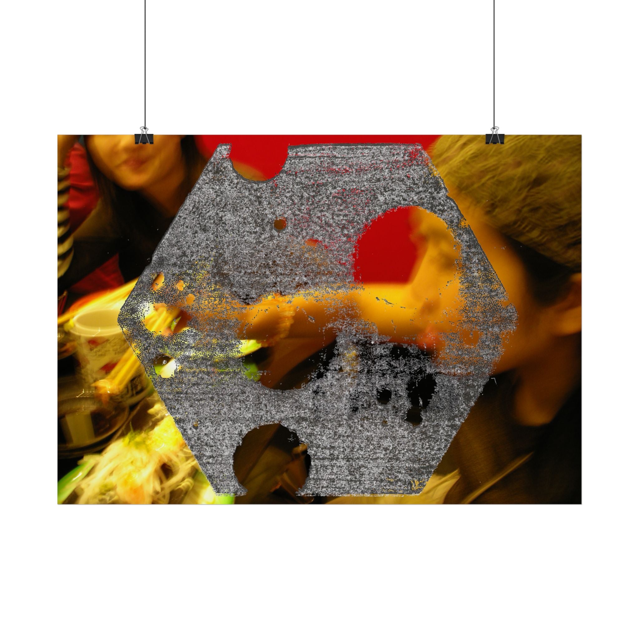 Abstracte Hex Overlay Poster — Moderne Kunst Muurprint 