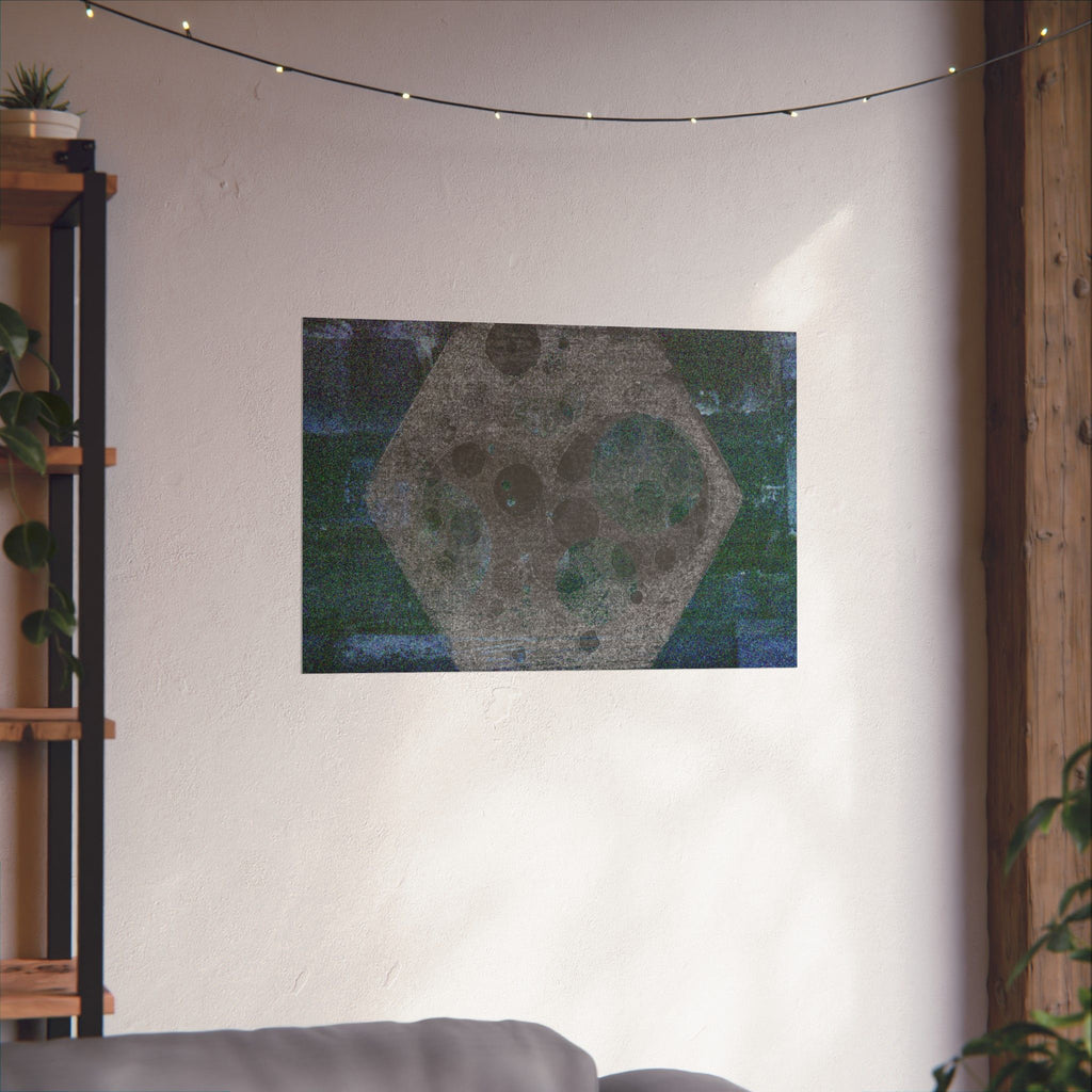 Abstract Moon Hex Matte Poster — Geometric Lunar Wall Art (Horizontal)