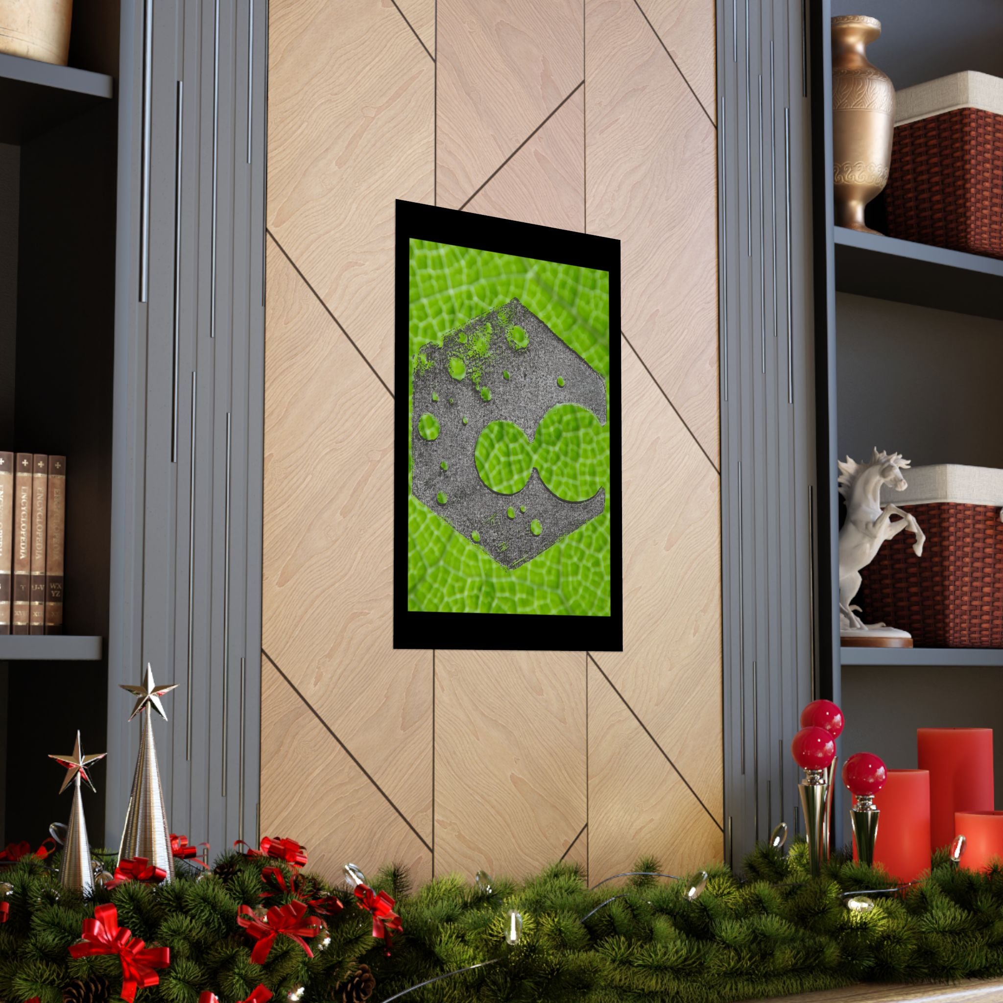 Hexagon Leaf Texture Matte Poster | Green Botanical Wall Art