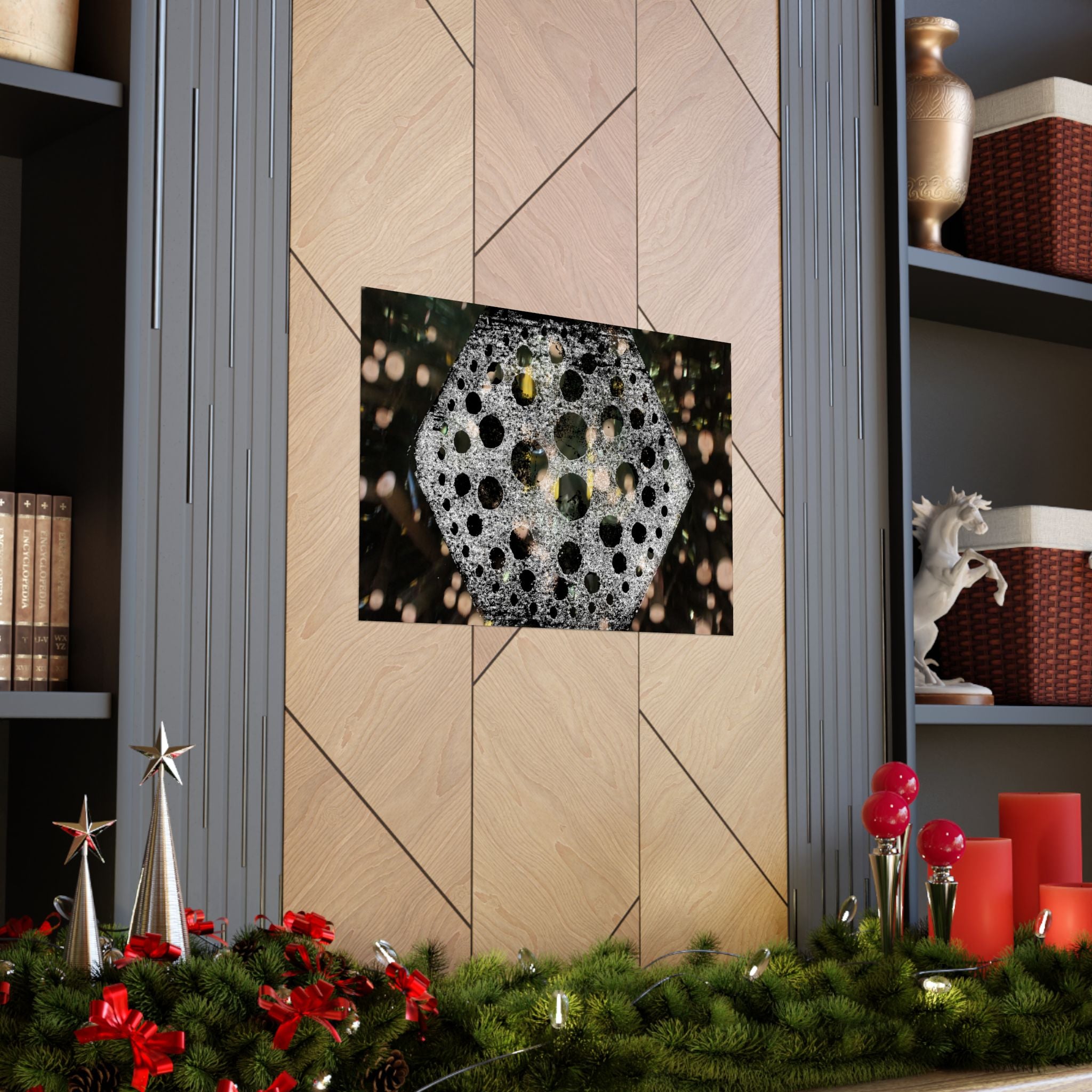 Hexagonal Crystal Bokeh Matte Poster — Abstract Celestial Wall Art
