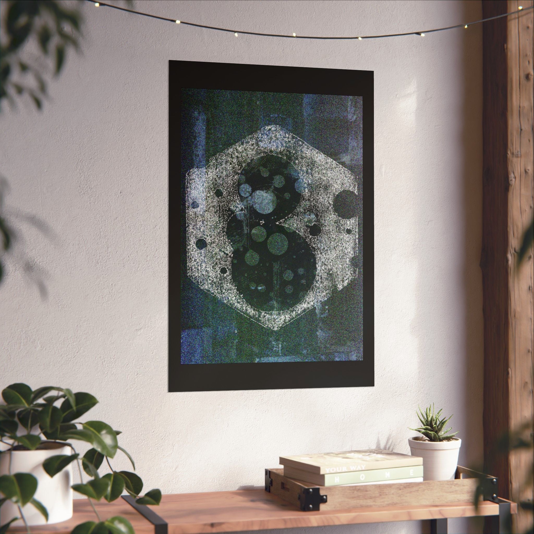 Abstract Hexagon Galaxy Matte Poster — Vertical Modern Wall Art