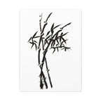 Zen bamboe inkt schilderij canvas print — Minimalistische zwart-witte muurdecoratie 