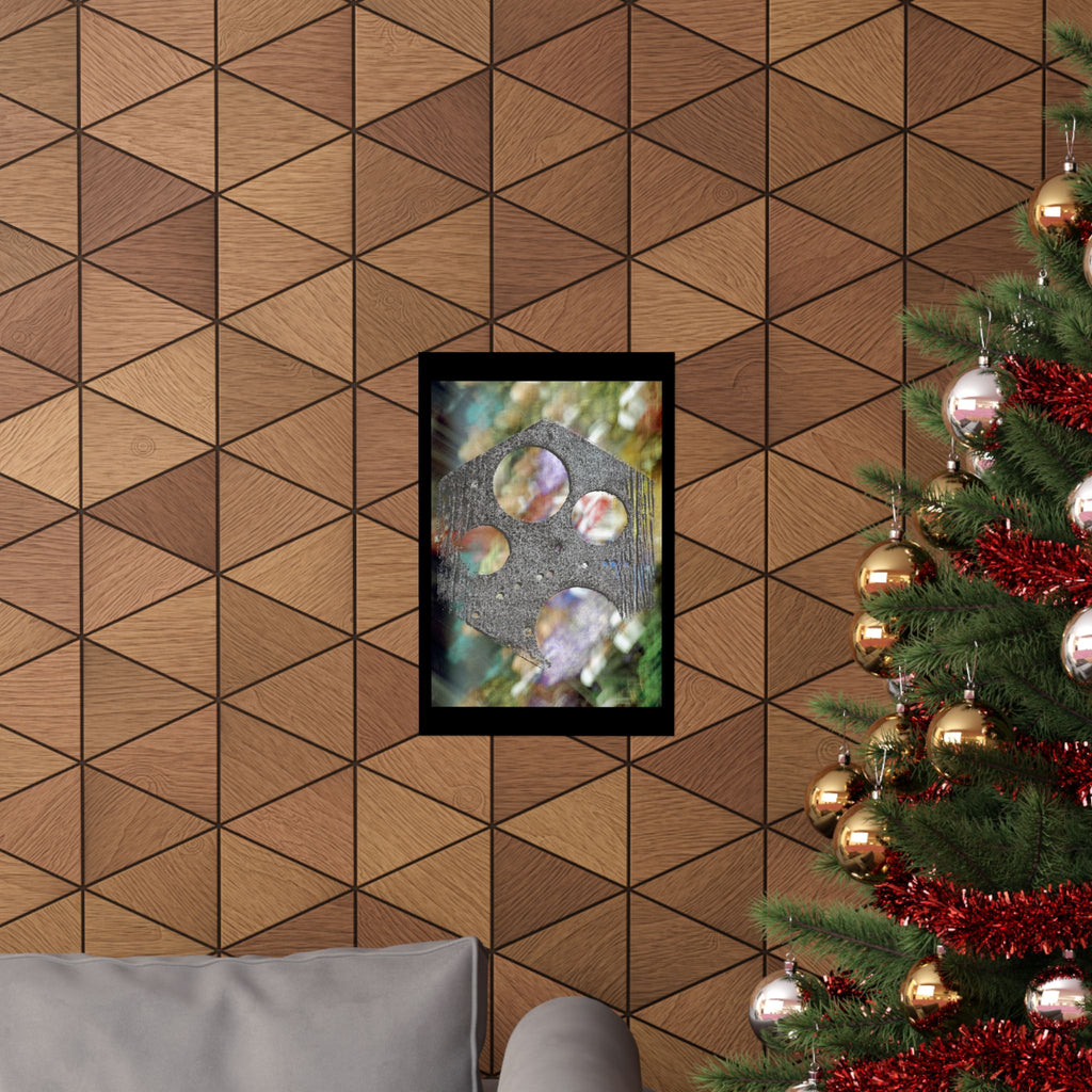 Abstract Geometric Hole Pattern Matte Vertical Poster | Industrial Texture Art