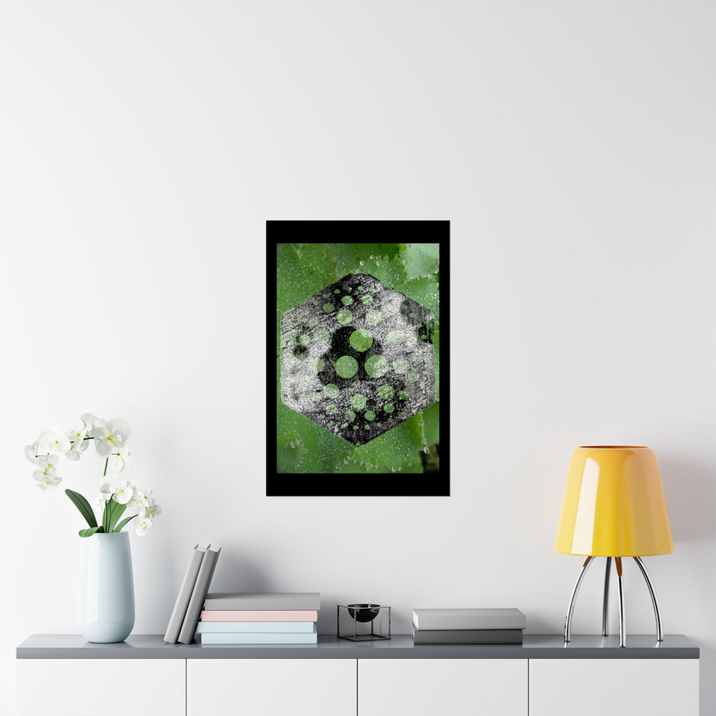 Matte Poster — Abstract Green Hexagon Botanical Print