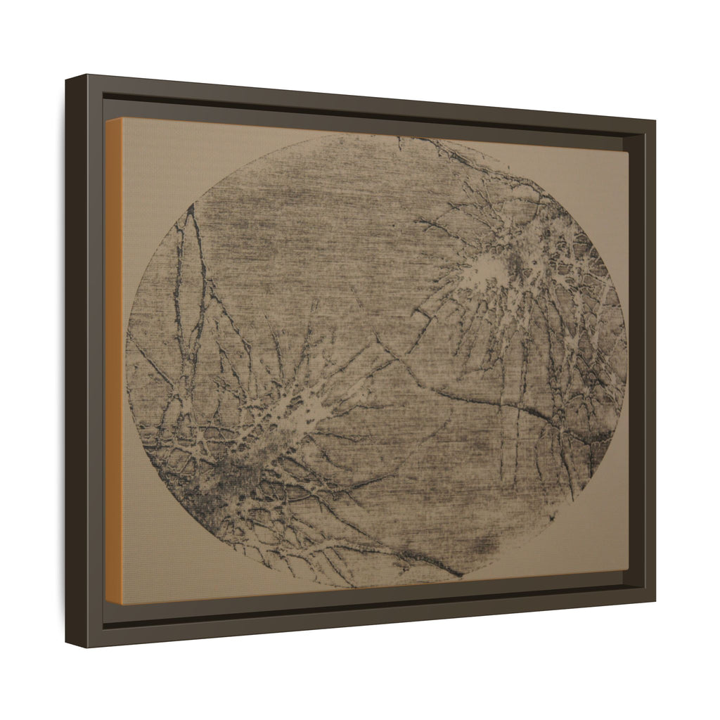 Ingelijste matte canvas kunst, nr. 04 — Reproductie van een houtsnijwerk van Twin Tree (Zwart &amp; Ezelbruin) 