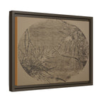 Ingelijste matte canvas kunst, nr. 04 — Reproductie van een houtsnijwerk van Twin Tree (Zwart &amp; Ezelbruin) 