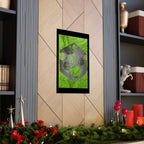 Geometric Moon Hex Poster — Grunge Green Matte Vertical Art Print