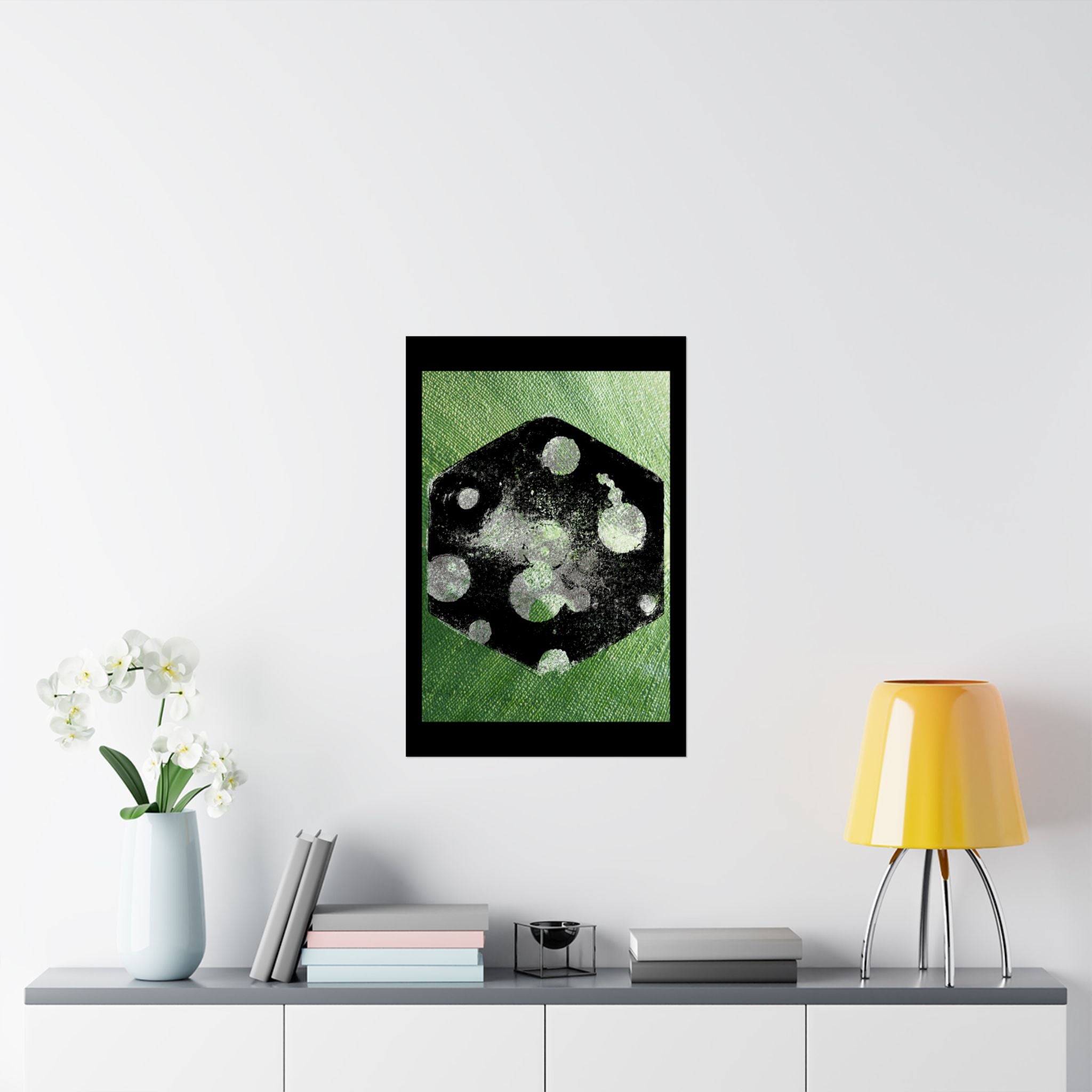 Abstract Green Dice Art Poster — Matte Vertical Wall Print