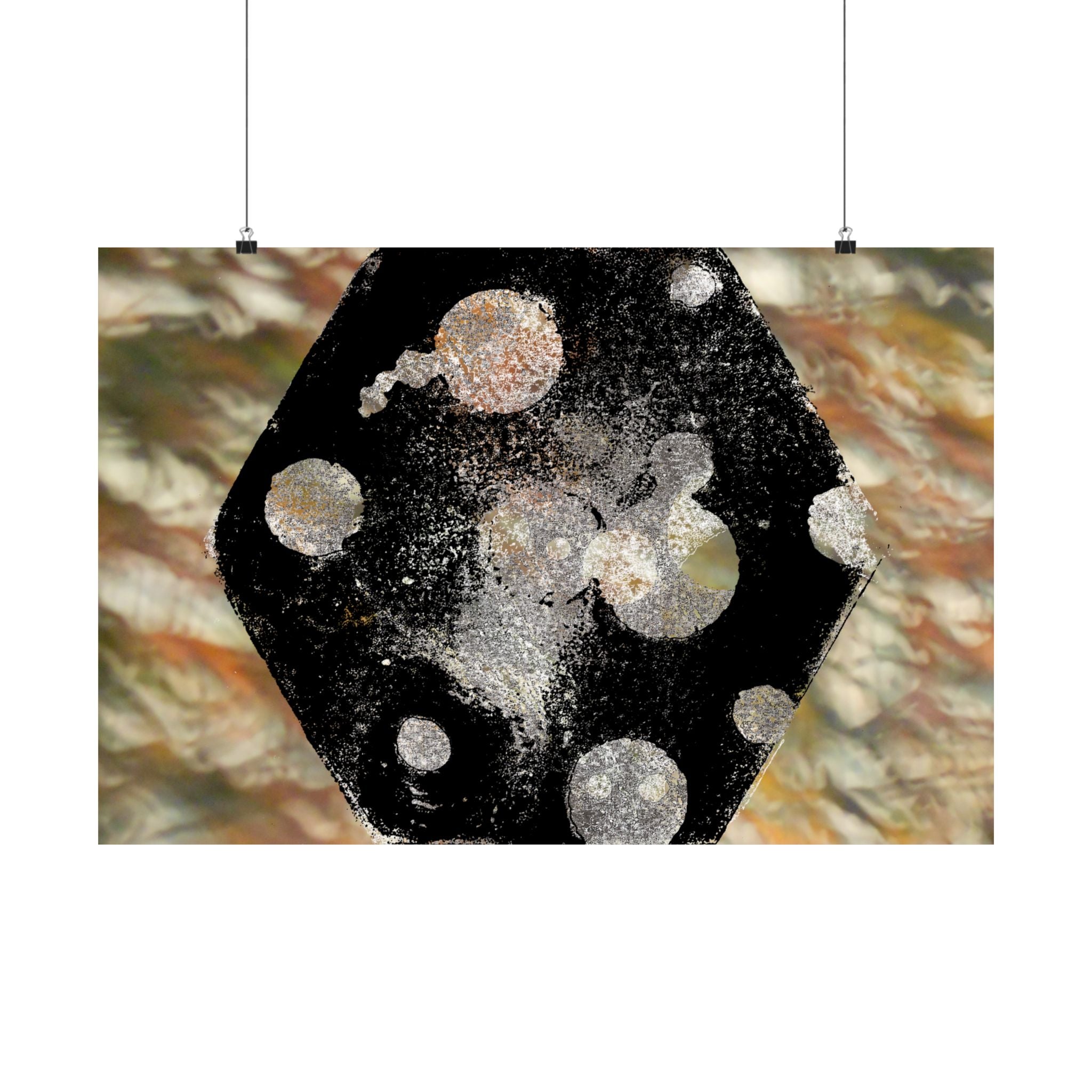 Abstract Cosmic Hex Matte Poster — Planetary Dots Wall Art