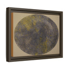 Abstracte bol, matte canvas, ingelijst kunstwerk — Blauw & goudkleurige textuur muurprint - nr. 39 