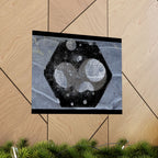 Abstract Hexagon Planet Matte Poster — Industrial Black & Gray Wall Art