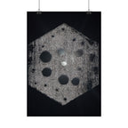 Vertical Poster — Abstract Hexagon Moon Art (Minimalist Monochrome Wall Print)