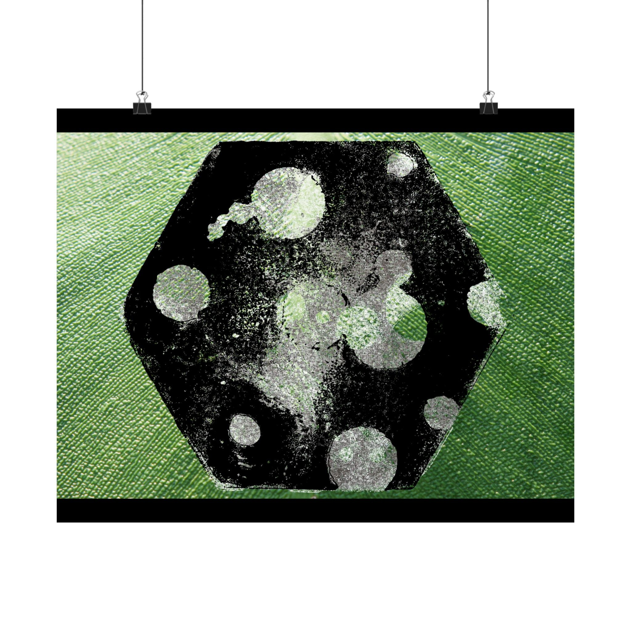 Abstract Green Dice Matte Poster — Geometric Art Print
