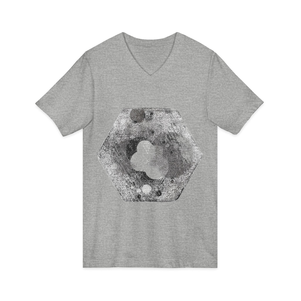Hex Moon Graphic V-Neck Tee Design Hex18 — Distressed Space Cheese Vintage Astronomy V-Neck T-Shirt