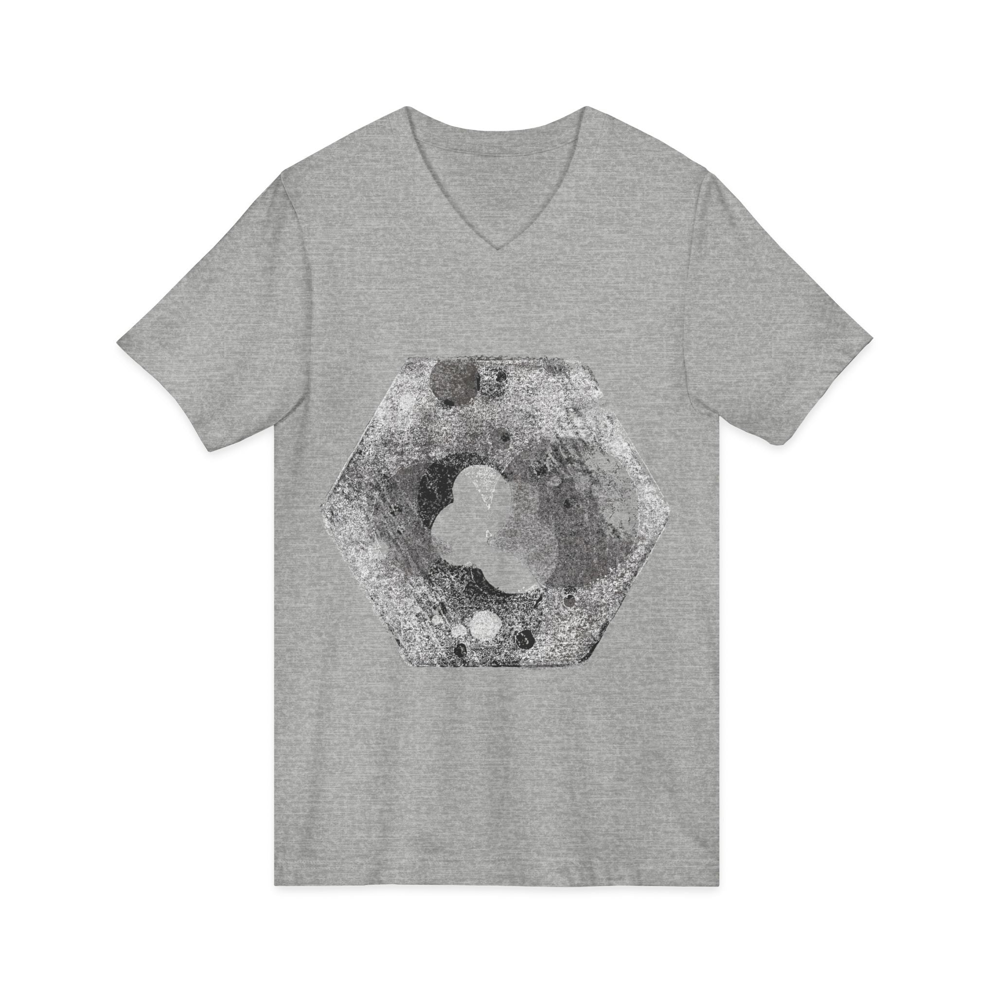 Hex Moon Graphic V-hals T-shirt Design Hex18 — Verweerde Space Cheese Vintage Astronomie V-hals T-shirt 