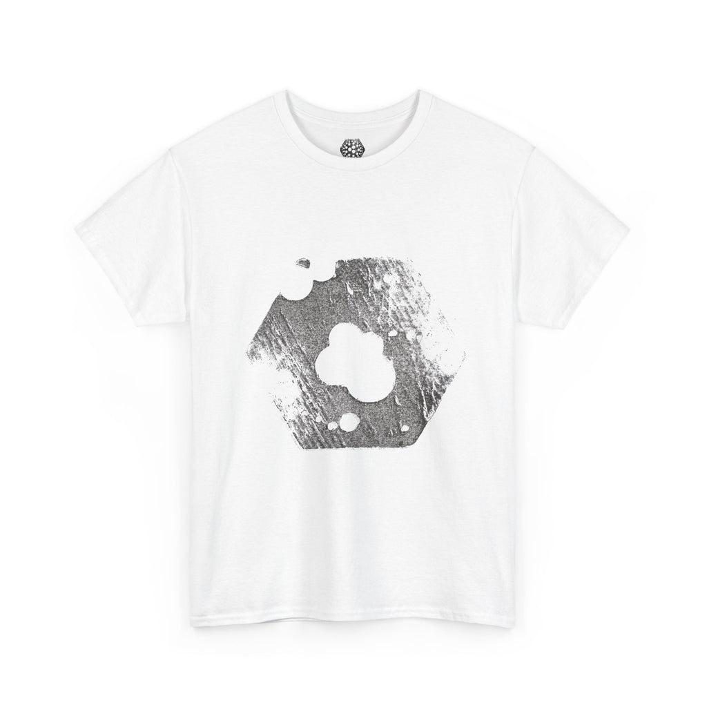 Hexagon Circles Graphic Tee — Digital Manual Print Art