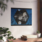 Abstract Blue Hexagon Poster — Matte Horizontal Wall Art