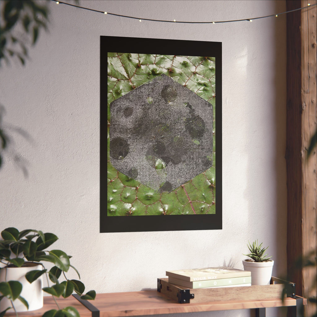 Botanical Moon Hex Poster — Matte Vertical Nature Art Print