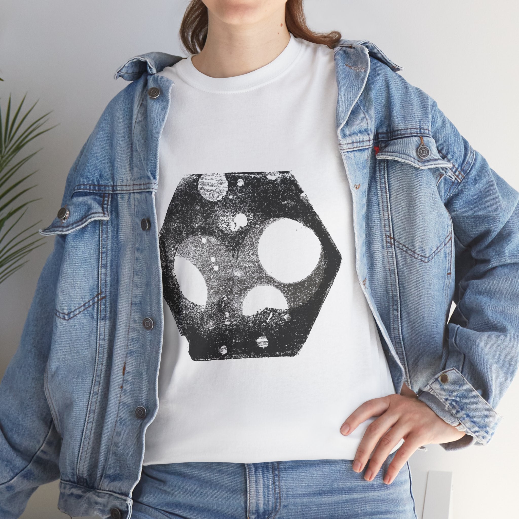 Hex Moon Graphic Tee — Distressed Space Cheese Vintage Astronomy T-Shirt