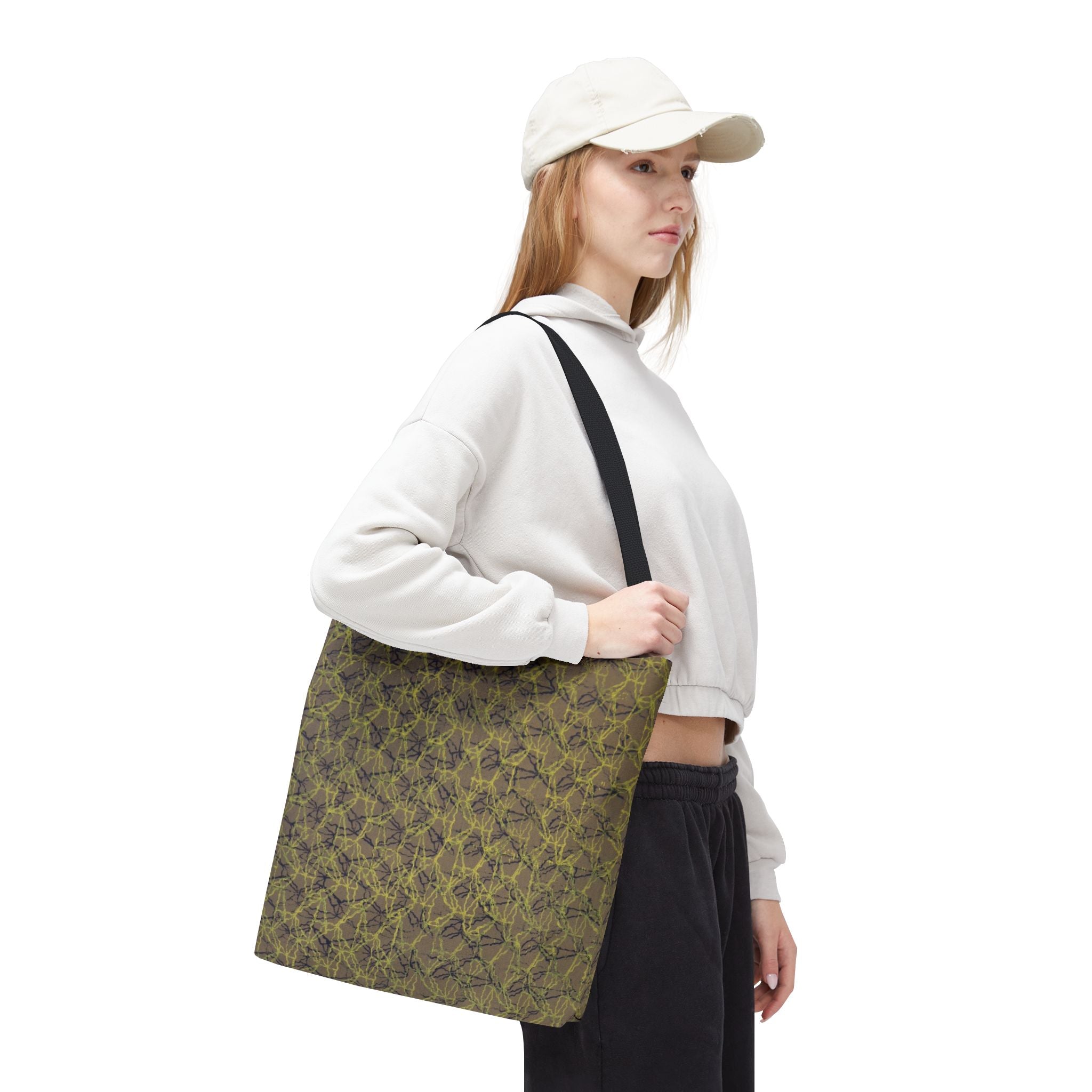 Abstract Olive Mosaic Tote Bag — All-Over-Print Reusable Shopper