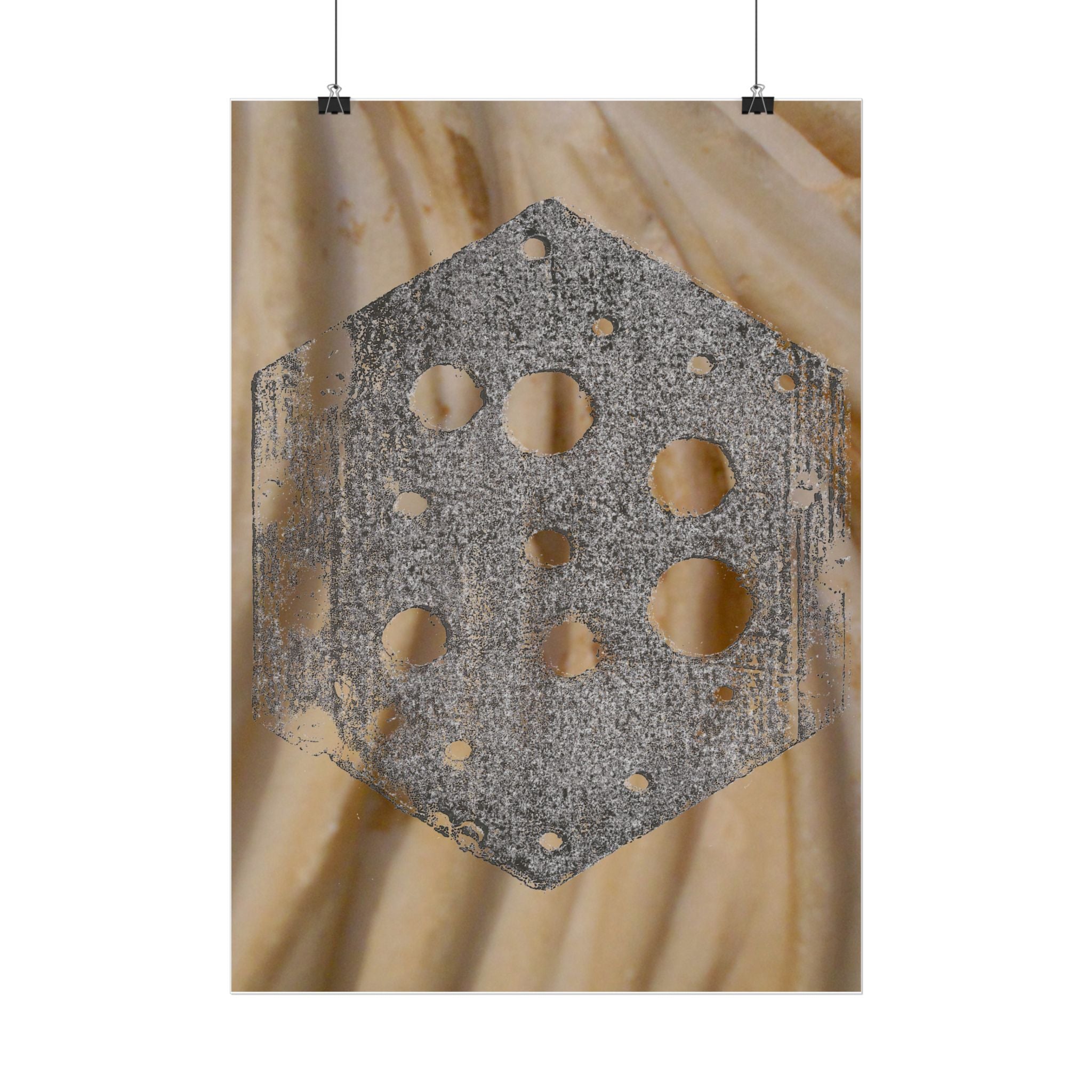 Abstract Hexagon Texture Poster — Industrial Geometric Wall Art