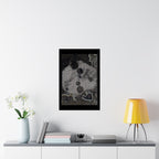 Abstract Grunge Moon Poster — Dark Textured Matte Vertical Wall Art
