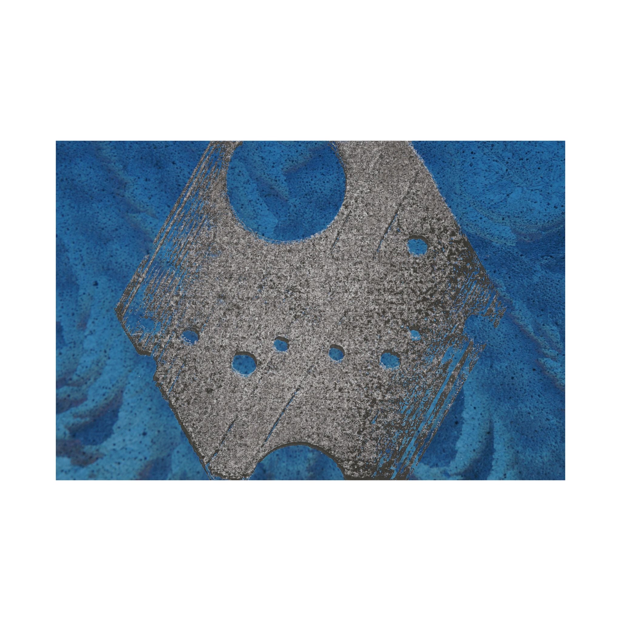 Abstract Blue Texture with Metallic Geometric Shape Poster