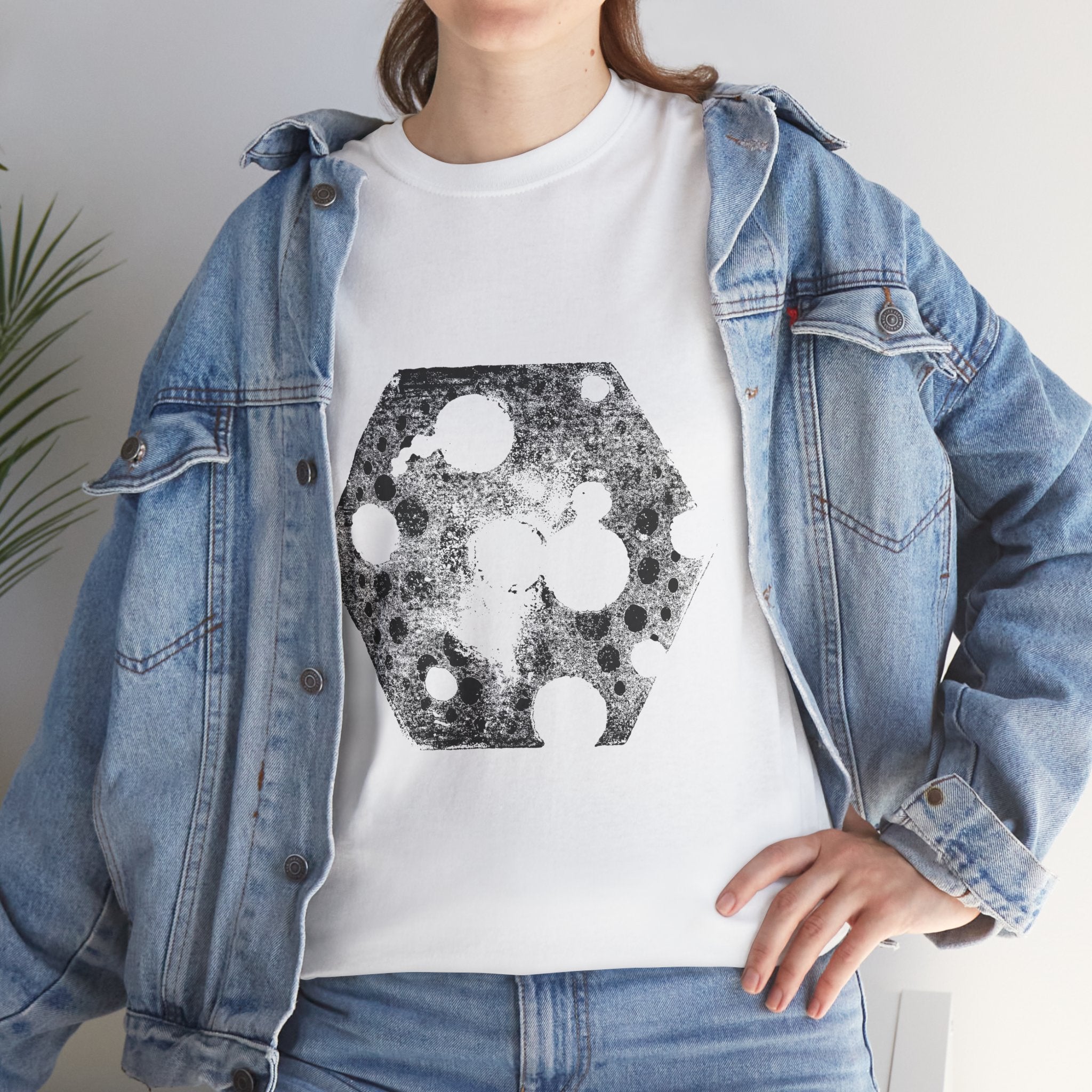Hex Moon Graphic Tee — Distressed Space Cheese Vintage Astronomy T-Shirt