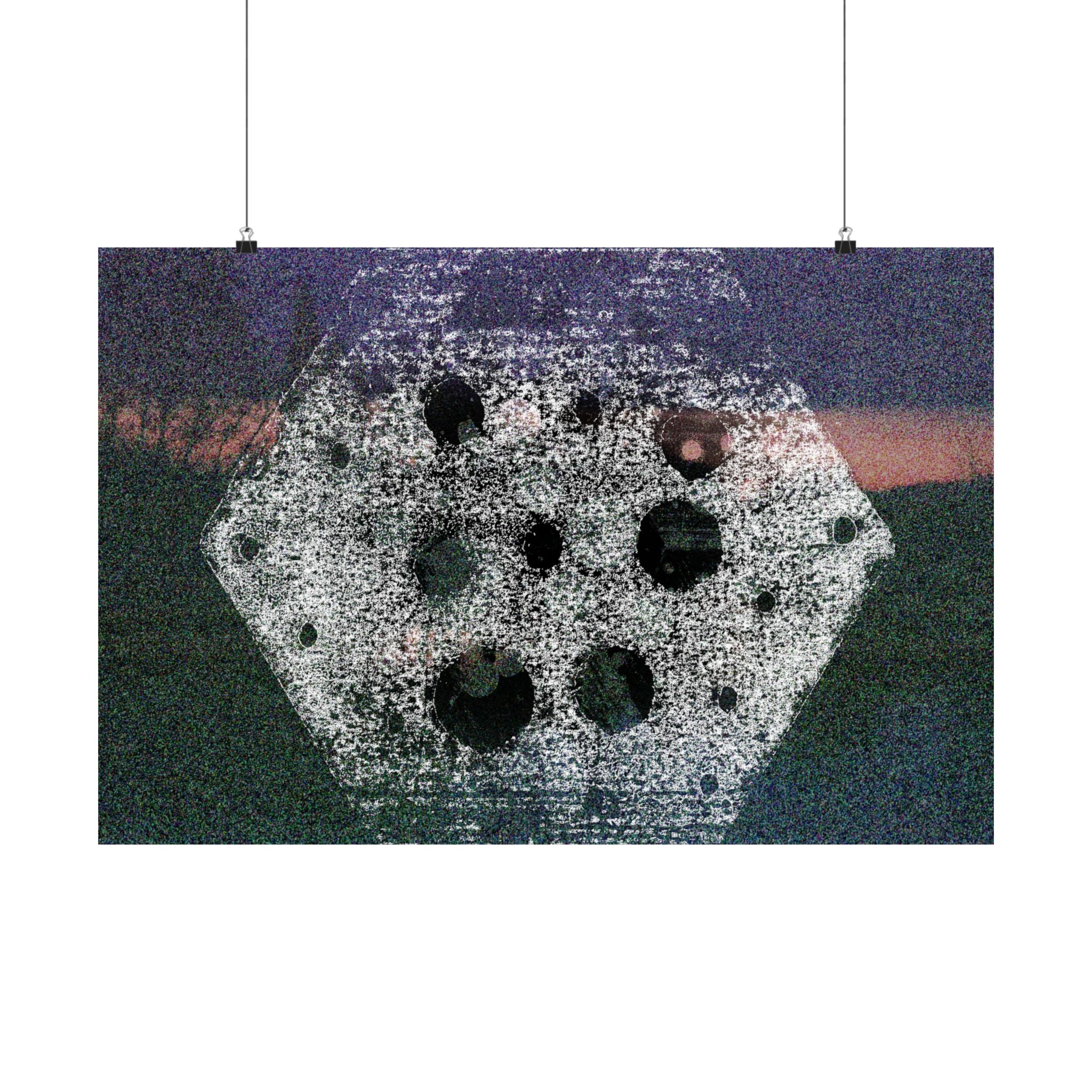 Abstracte zeshoekige nachtlandschap poster (matte uitvoering) 
