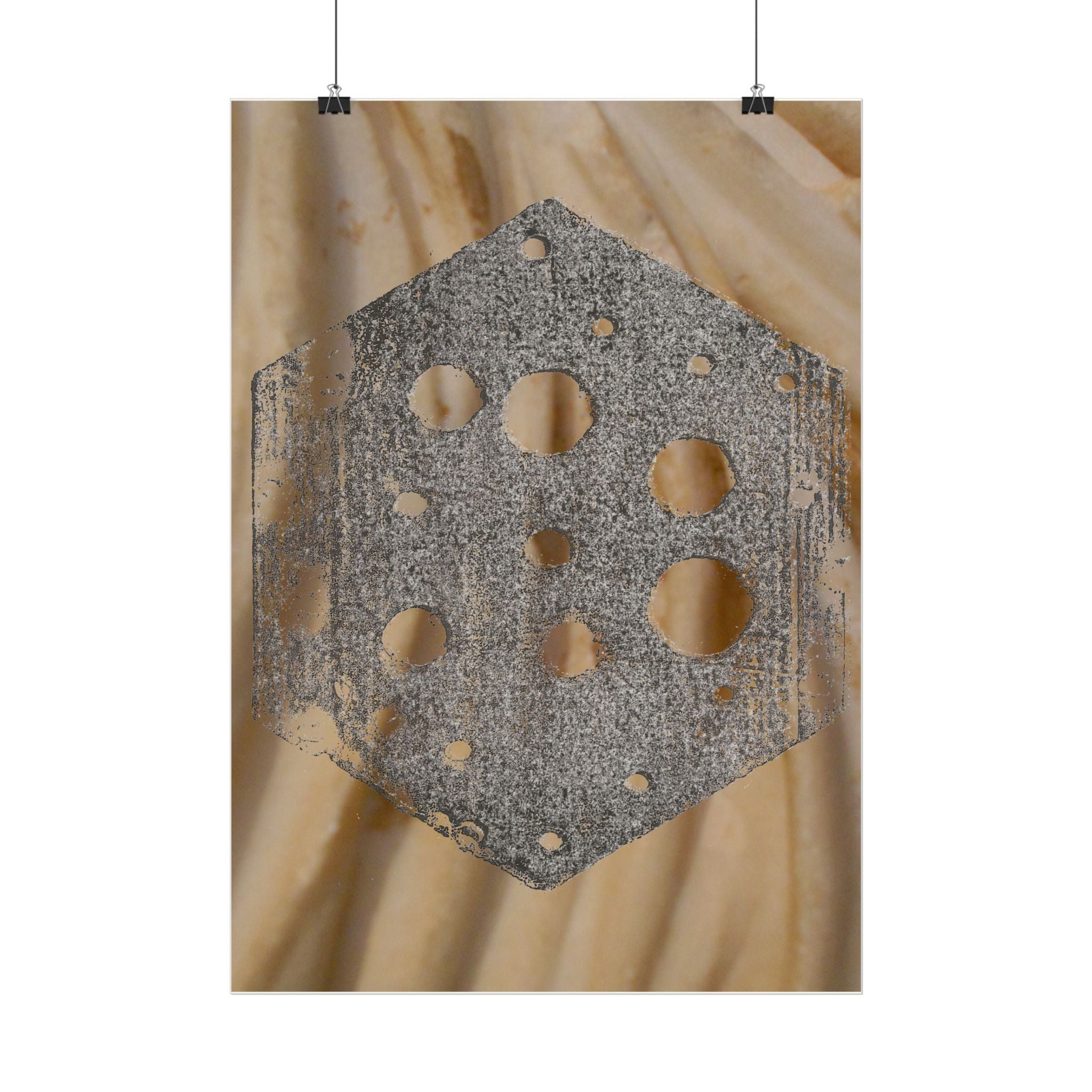 Abstract Hexagon Texture Poster — Industrial Geometric Wall Art